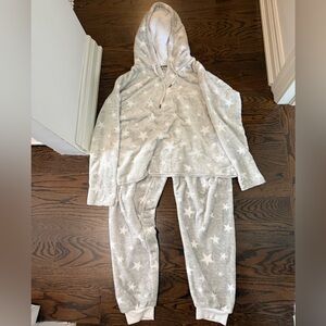P.J. Salvage Gray Star Hooded Plush Pajama Set